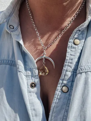 Yellow Crystal Horn Necklace