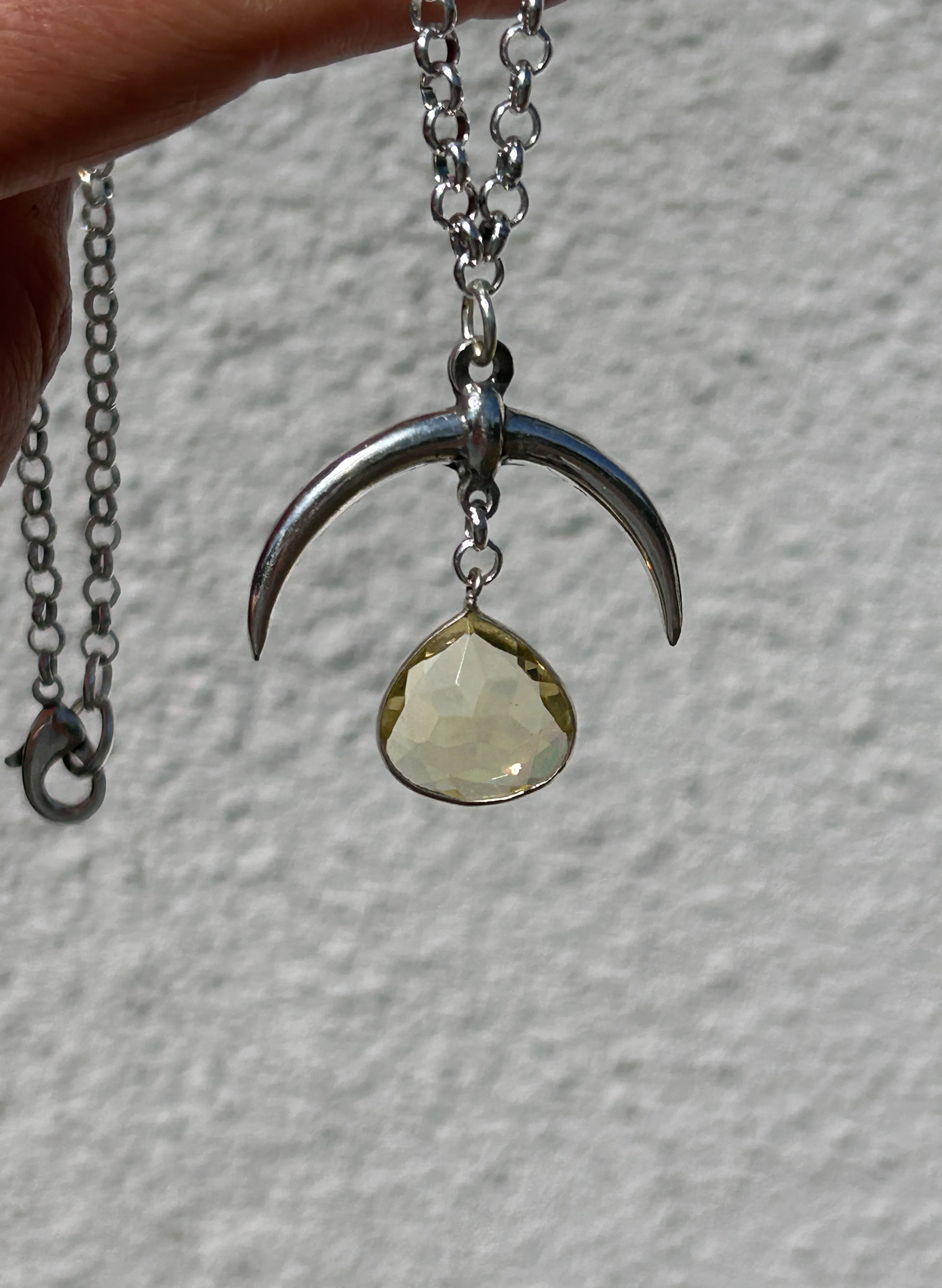 Yellow Crystal Horn Necklace