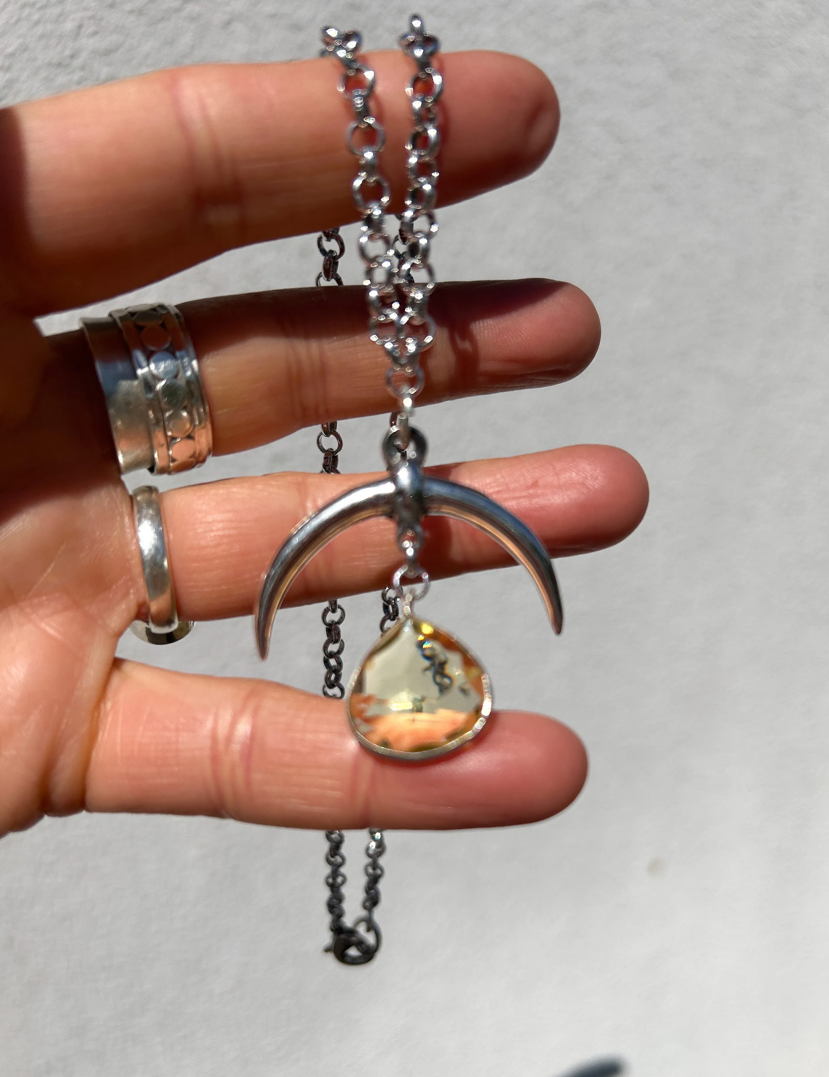 Yellow Crystal Horn Necklace