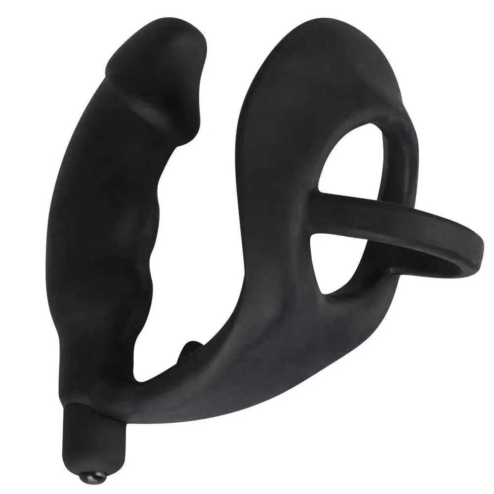You2toys Black Cock Ring and Vibrating Anal Butt Plug for Men