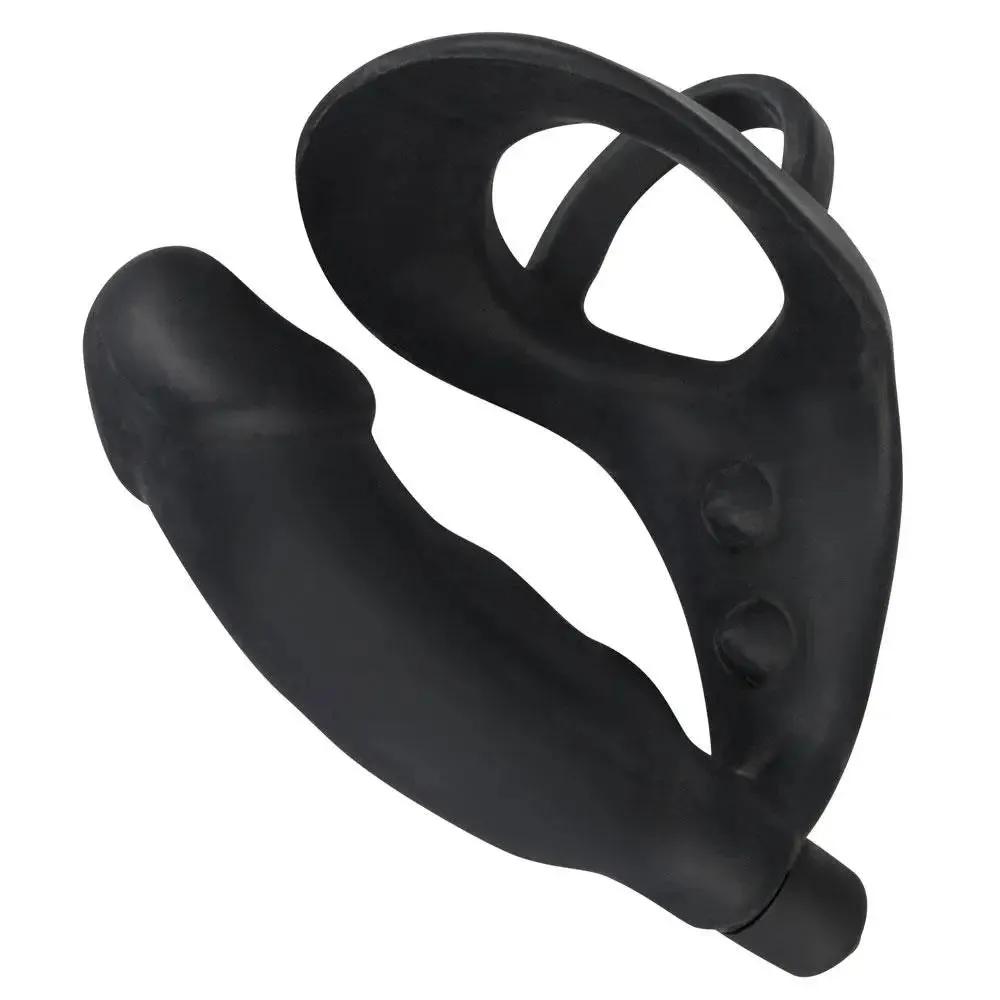 You2toys Black Cock Ring and Vibrating Anal Butt Plug for Men